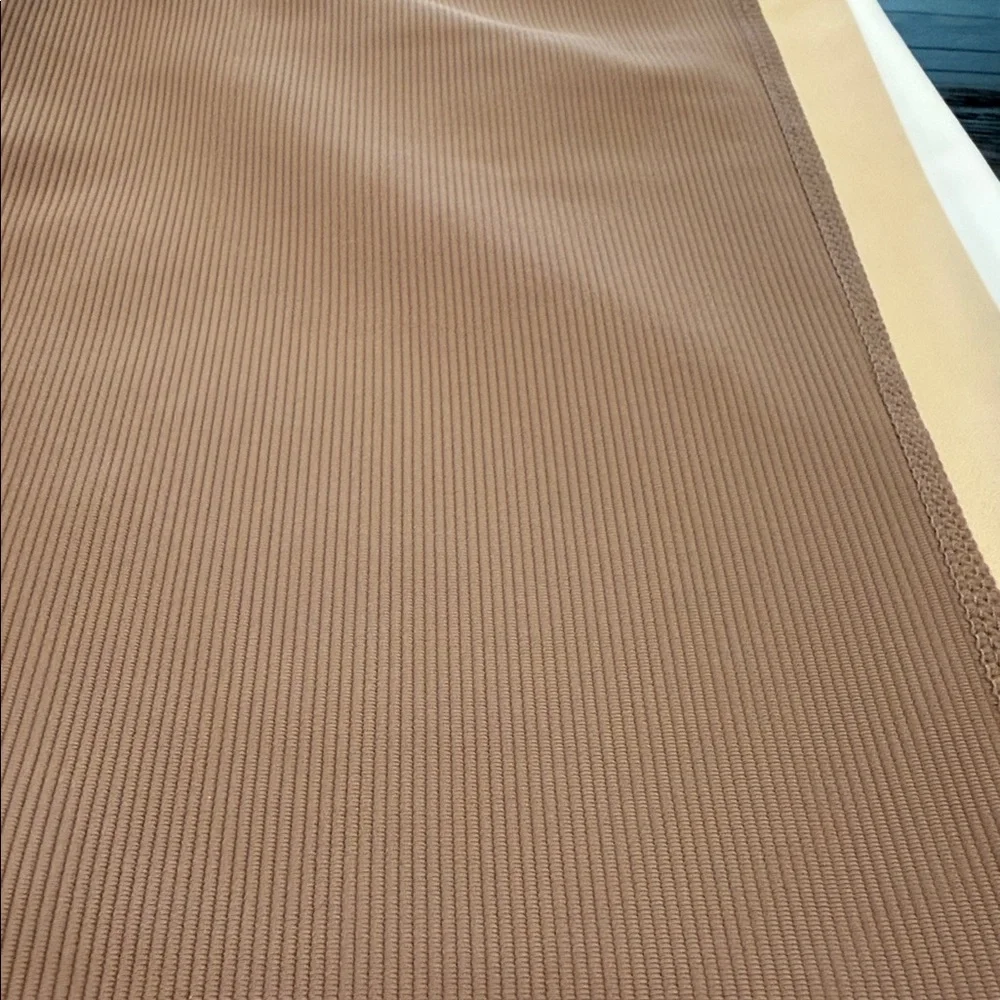 WILO The Label 2 Piece Sports Bra and Leggings Brown High Waist Stripe Ribbed S - Picture 8 of 16